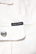 White Graffiti Cotton Stretch Denim Jacket