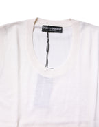 White Sleeveless Cashmere Round Neck Tank Top