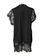 Black Lace Sheer Sacred Heart Crew Neck Top