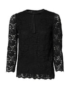 Black Lace STAFF Crew Neck Long Sleeves Top