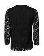 Black Lace STAFF Crew Neck Long Sleeves Top