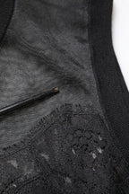 Black Lace Sheer Crew Neck Sleeveless Top