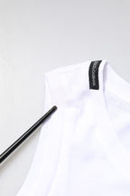 White Cotton Sleeveless Crew Neck T-shirt