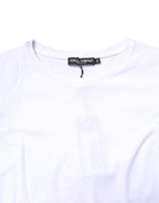White Cotton Crew Neck Short Sleeves T-shirt