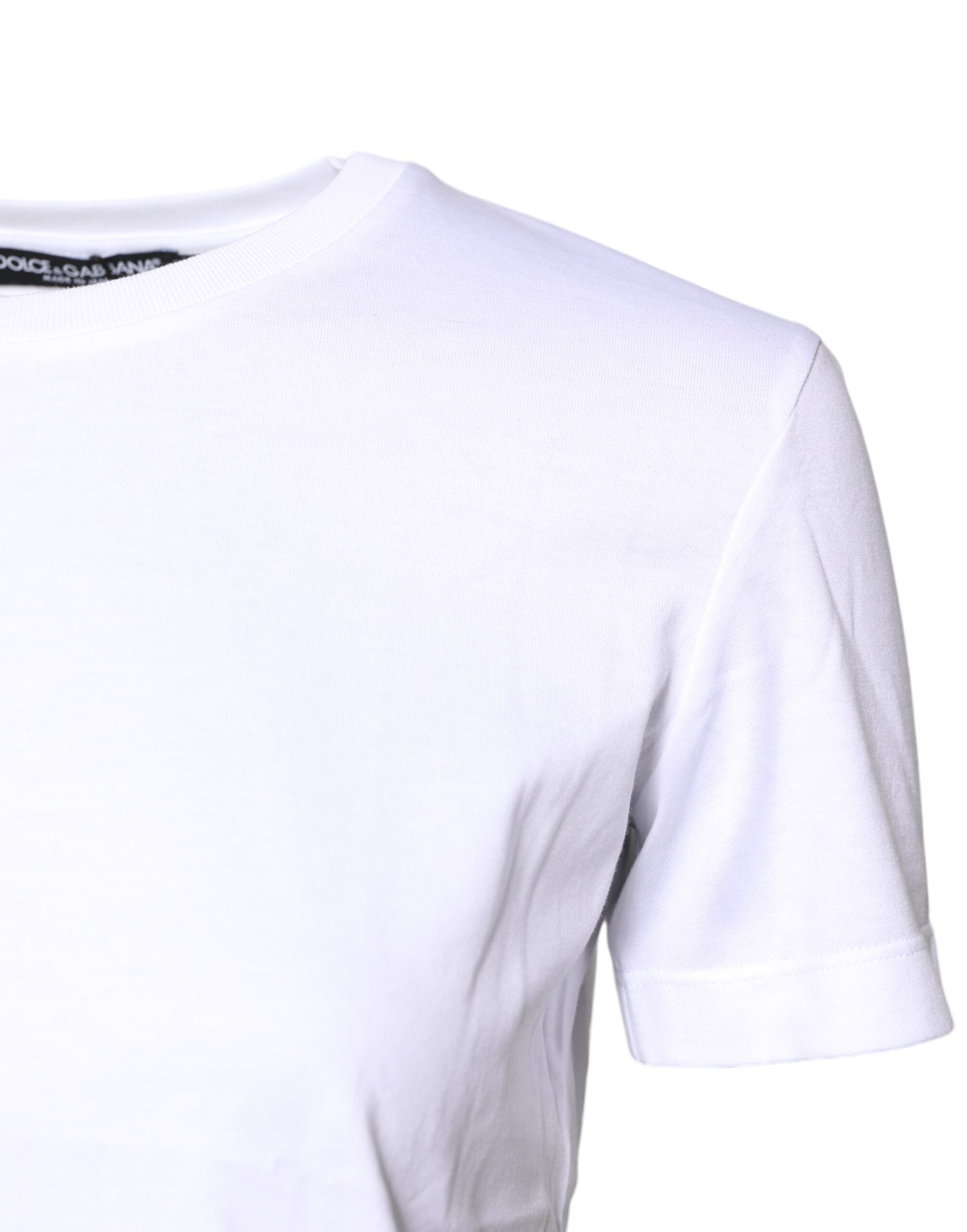 White Cotton Crew Neck Short Sleeves T-shirt