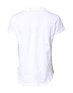 White Logo Crown Cotton Crew Neck T-shirt