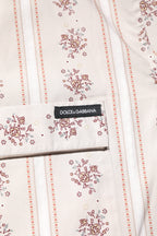 Beige Floral Print Cotton Men Pajama Set Sleepwear