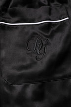Black Silk Shirt Pants Pajama Set Sleepwear