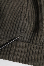 Green Wool DG Plaque Knitted Winter Beanie Hat