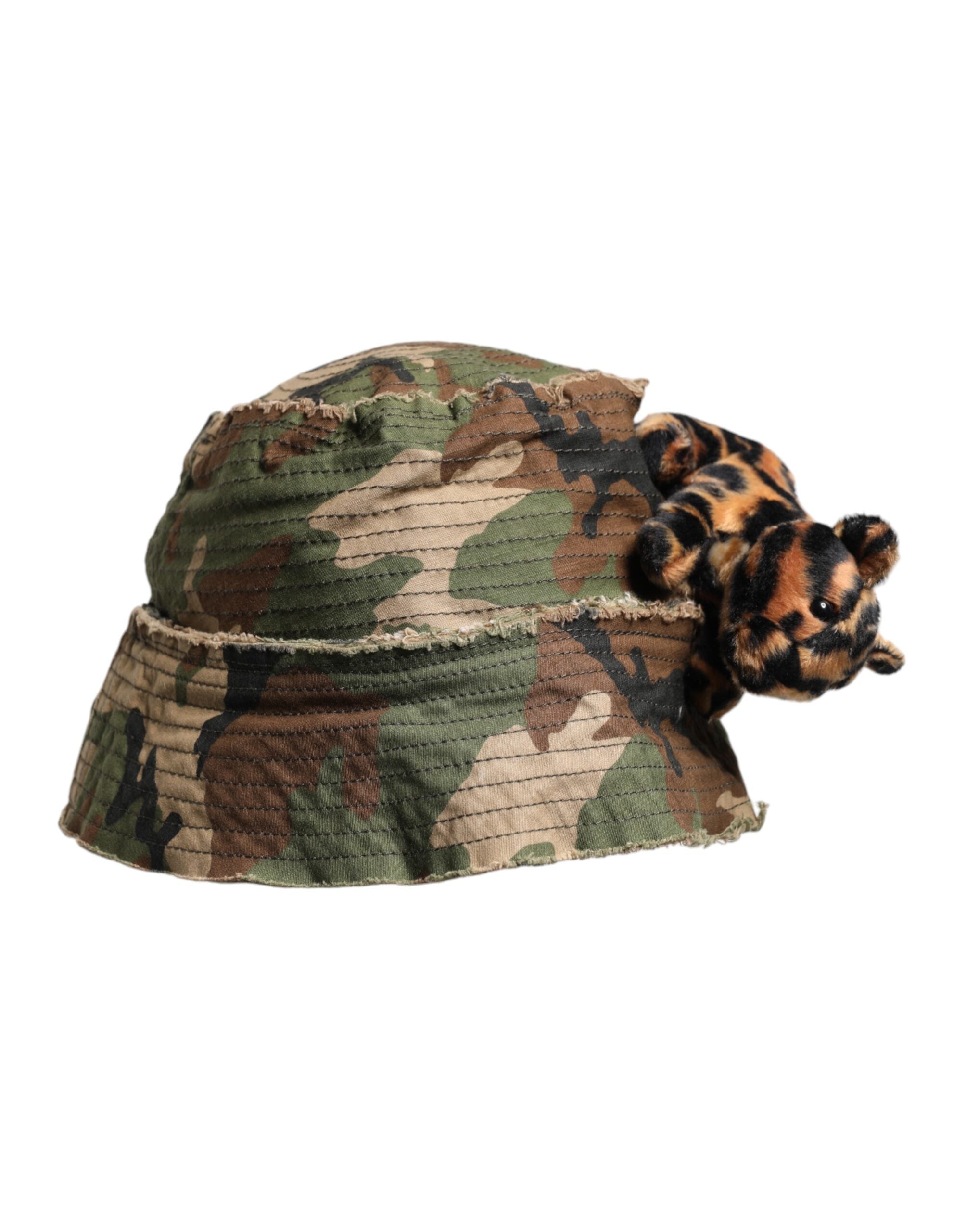 Multicolor Leopard Embellish Wide Brim Bucket Hat