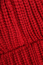 Red Solid Wool Knitted Winter Beanie Hat