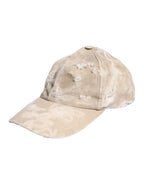 Beige Tattered Cotton 6 Panels Baseball Cap