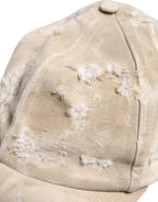 Beige Tattered Cotton 6 Panels Baseball Cap