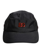 Black Nylon Logo 6 Panels Baseball Cap