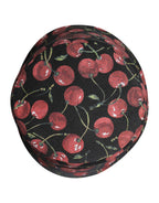 Black Cotton Printed Wide Brim Bucket Hat