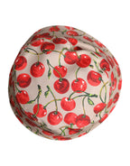 Beige Cotton Printed Wide Brim Bucket Hat