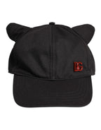 Black Cotton Logo Patch 6 Panels Baseball Cap