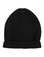 Black Cashmere Knitted Winter Beanie Hat