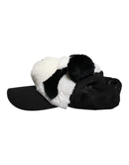Black White Panda Fur Women Baseball Cap
