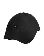 Black Wool Multicolor Embellished Cloche Hat