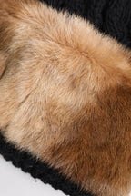 Black Brown Dyed Rabbit Real Fur Winter Beanie Hat