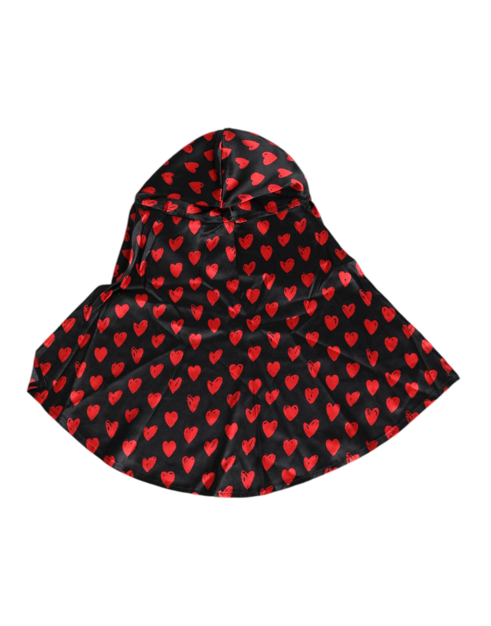 Black Red Hearts Polyester Hat