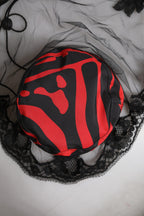 Black Red Stripes Lace Tulle Bucket Hat