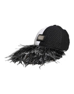 White Black Polka Dot Feathers Baseball Cap