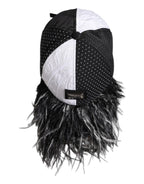 White Black Polka Dot Feathers Baseball Cap