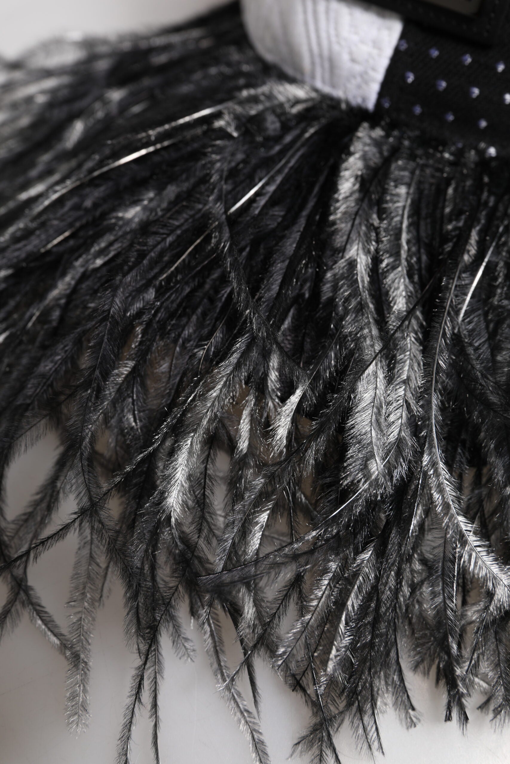 White Black Polka Dot Feathers Baseball Cap