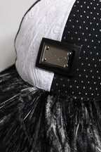 White Black Polka Dot Feathers Baseball Cap