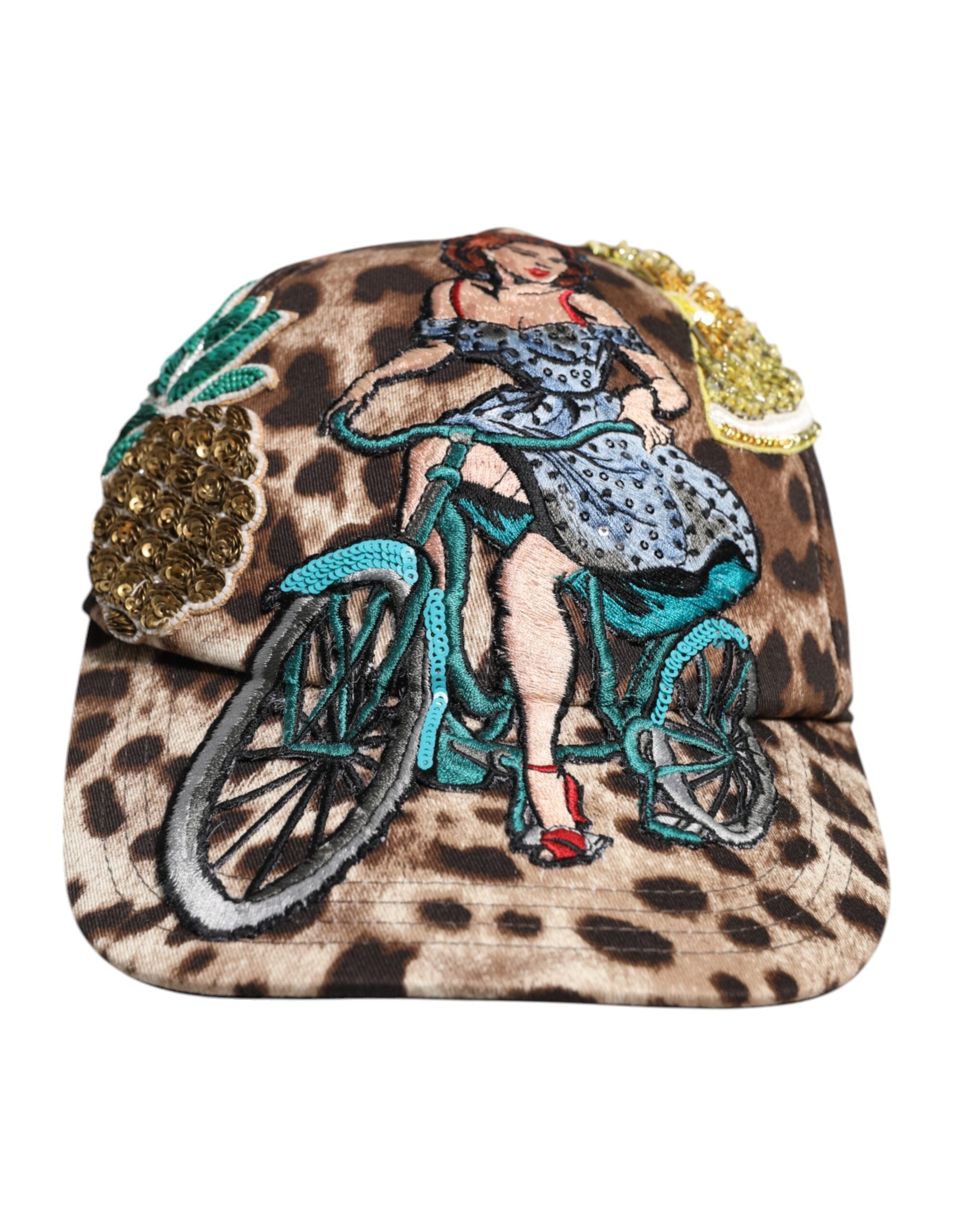 Brown Leopard Sequin Sicily Baseball Cap