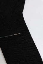 Black Solid Stretch Mid Calf Men Socks