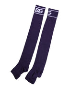Purple Cotton DG Logo Print Open Toe Socks