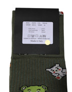 Green Nylon DG Bear Printed Mid Calf Socks