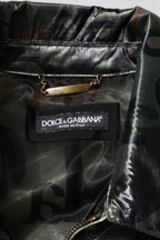 Green DG Logo Print Bomber Full Zip Jacket