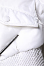 White Nylon Full Zip Cropped Bomber Jacket