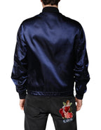 Blue Nylon DG Crown Full Zip Bomber Jacket