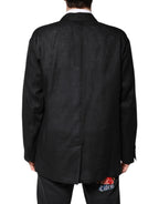 Black Linen Single Breasted Men Coat Blazer