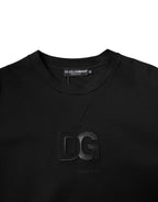 Black Cotton DG Crew Neck Pullover Sweater