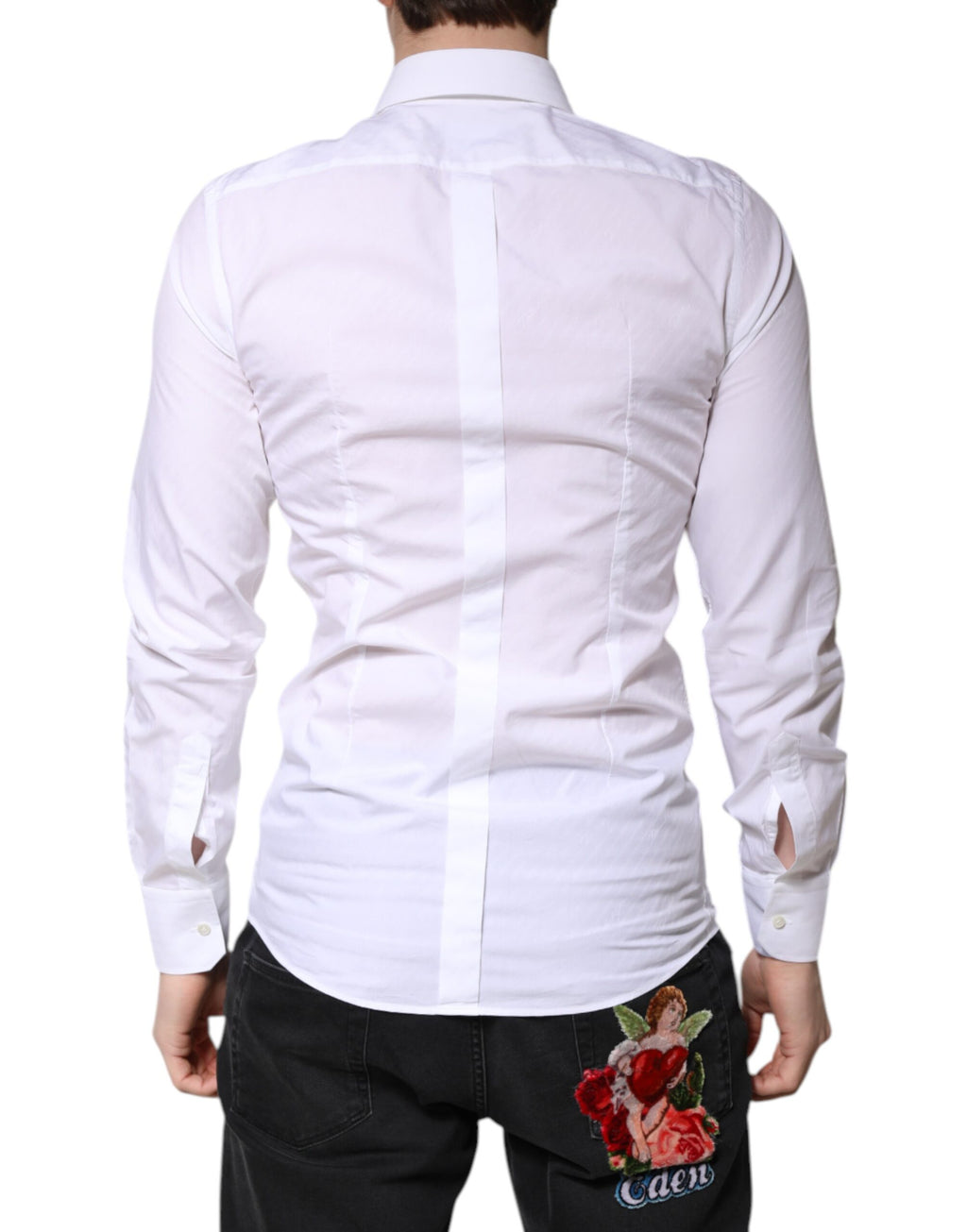 White Cotton GOLD Dress Formal Collared Shirt