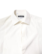 White Silk GOLD Dress Formal Collared Shirt