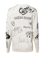 White Logo Angel Print Women Pullover Sweater