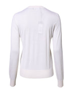 White Cashmere Crew Neck Top Cardigan Sweater