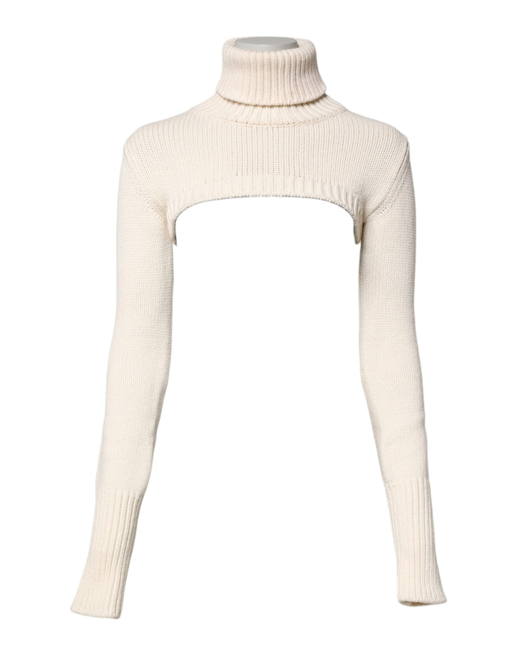 Ivory Cashmere Turtleneck Cropped Top Sweater