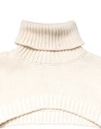Ivory Cashmere Turtleneck Cropped Top Sweater