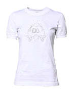 White Cotton Floral Logo Crew Neck T-shirt