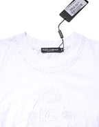 White Cotton Floral Logo Crew Neck T-shirt