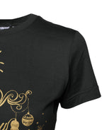 Black Cotton Round Neck Short Sleeve T-shirt