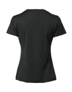 Black Cotton Round Neck Short Sleeve T-shirt